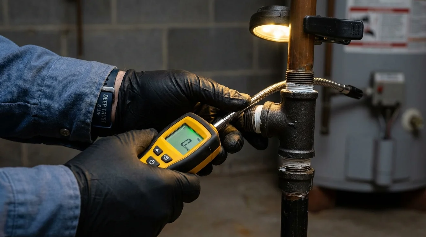 Gas leak detection with electronic sniffer by Johns Plumbing LLC in Greeley