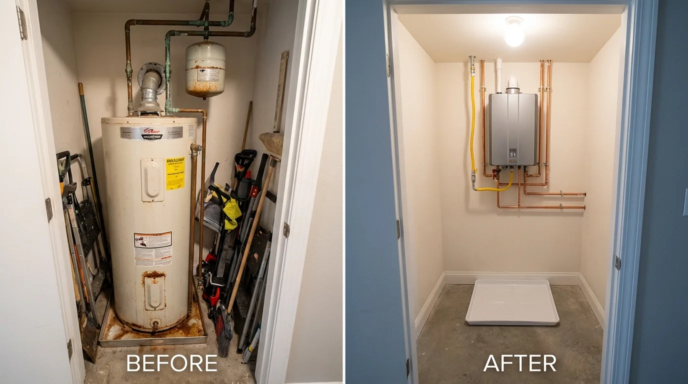 Tank water heater versus wall-mounted tankless unit comparison for Greeley, NE homeowners